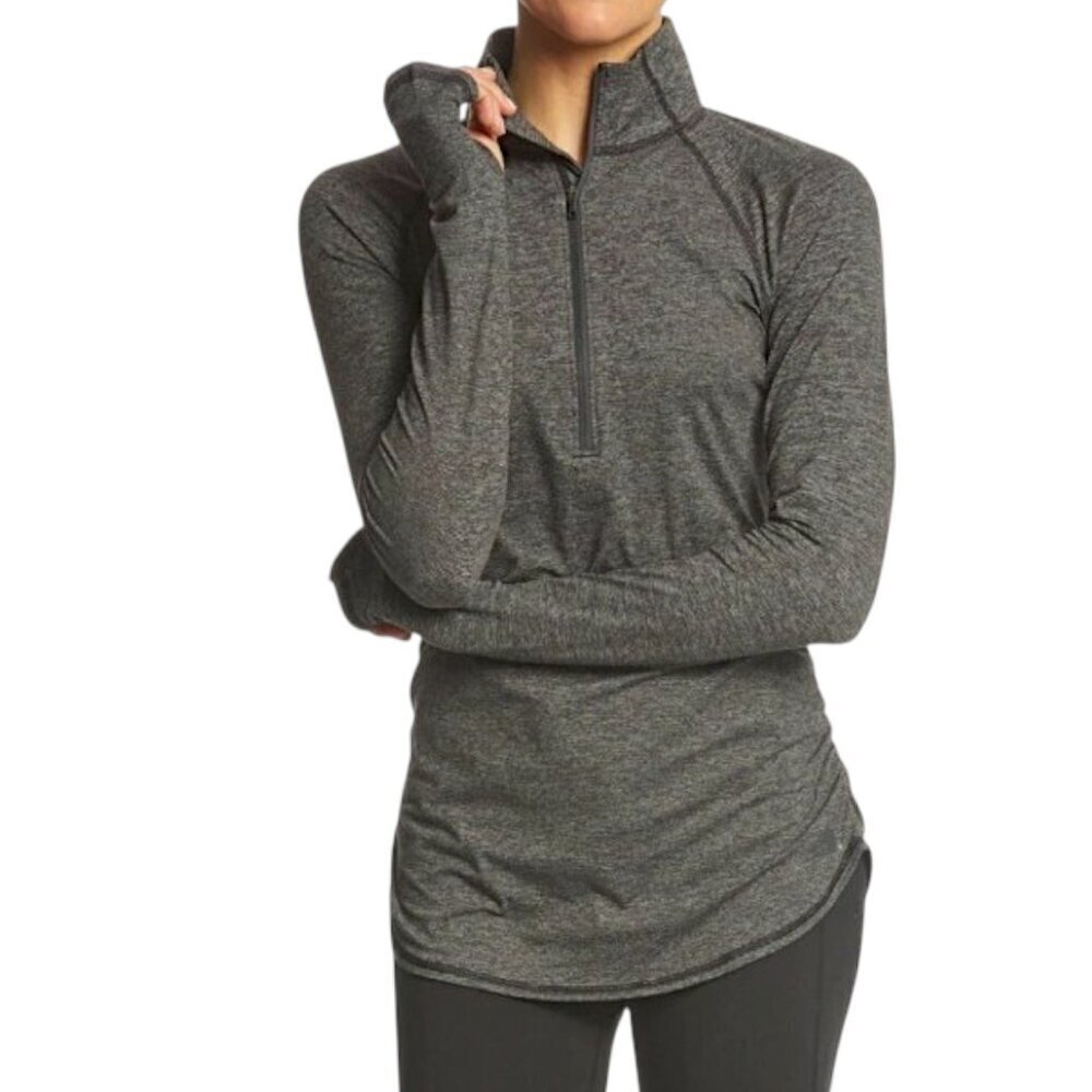 THE NORTH FACE Charcoal Heather Motivation Stripe 1/2 Zip Pullover m